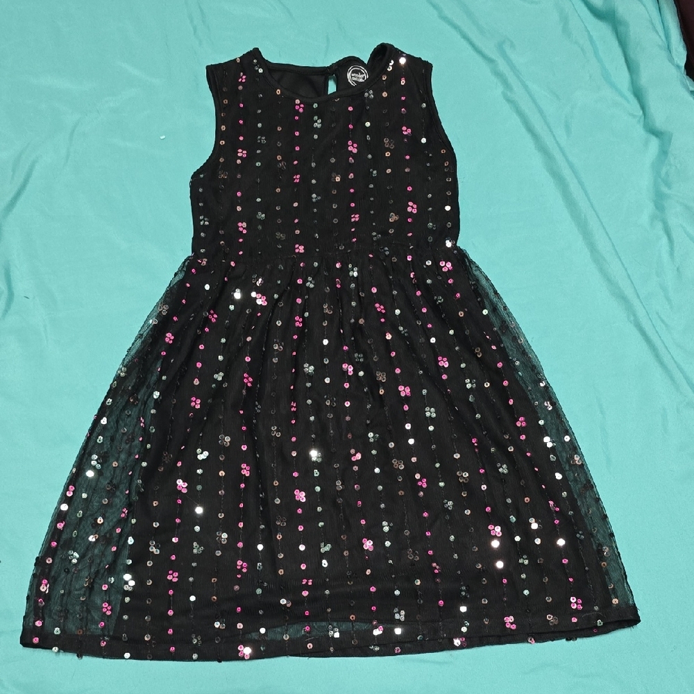 Wonder Nation Black Dress with Pink Sequins